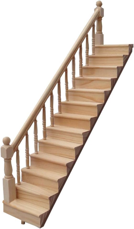 Gaddrt Mini Cute Wooden Stairway for 1/12 Dollhouse Miniature House Stairway Doll House Accessories Interior Model Decor Kids Pretend Play Toy (Left)