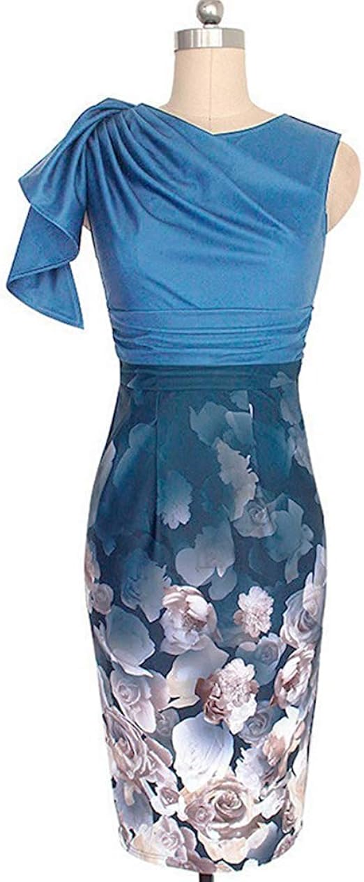 Amazon Yesfashion レディース ドレス ワンピース タイト スカート イブニングドレス 花柄 着痩せ ひざ丈 ボディコン キャバ パーティードレス 結婚式 二次会 フォーマル ドレス おしゃれ かわいい セクシー 大きい サイズ L パーティードレス 通販
