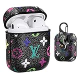 Gukis Compatible with Airpods 1/2 Case,Cute 3D Luxury Leather Shock-proof Cover Designer Skin Kits Keychain,Cool Fun Funny Fashion Design Stylish Case for Girls Women Ladies Teens Air pods(Color Lous)