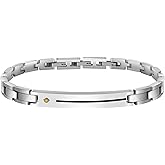 Feifuli Mens Bracelet Stainless Steel, Classic Square Link bracelets for men, Fashion and Charm Jewelry Bracelet, Adjustable Fold Over Clasp Link Bracelets for Men Husband Father Boyfriend