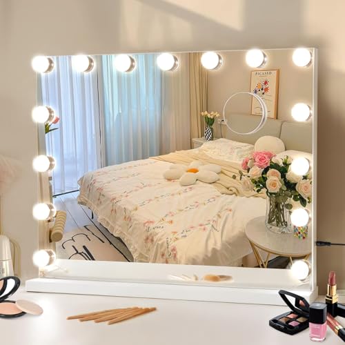 EDIMENS 58X46CM Hollywood LED Makeup Mirror with Touch Control - 15 Dimmable Lights, Adjustable Stand, Stable Base - Professional & Home Vanity Mirror for Precise Makeup (Ideal for UAE)