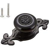 HUAMULAN Ceramic Knobs Dresser Cabinet Pulls with Vintage Backplate 10 Pack | Vintage Cabinet Drawer Ceramic Knobs Kitchen Cupboard Dresser Closet Pulls with Zinc Alloy Backplate Wardrobe Door Handle