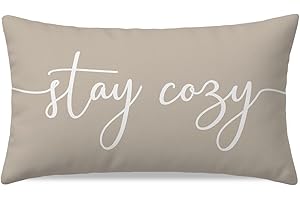 PANDICORN 12 x 20 Throw Pillow Cover Warm Beige, Stay Cozy Soft Lumbar Decorative Cushion Case for Couch Sofa Bed, Neutral Fa