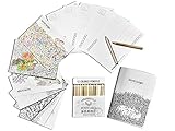 Max Extra Coloring Greeting Cards, Set of 12 Elegant Cards to Color and Share for All Occasion, 4.2 x 5.8 inch, Plus Pack of 12 Color Pencils and One Coloring Blank Notebook