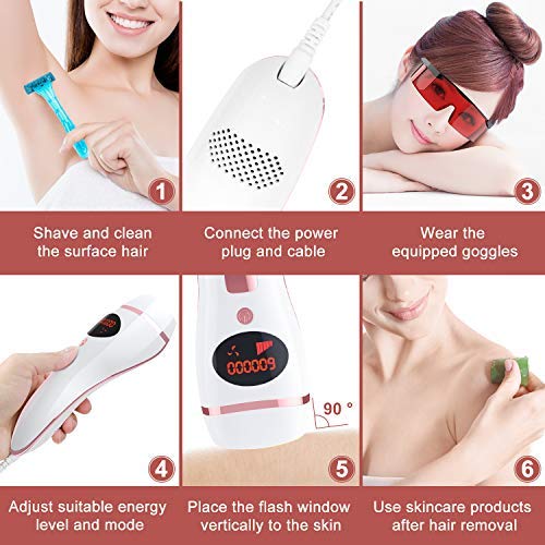 IPL Hair Removal Device, Permanent Hair Removal System for Women and Men Professional Painless Use for Home 600,000 Flashes (white rose-2) - Thumbnail 5