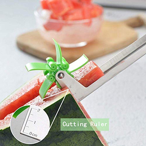 2 Pack Novel Windmill Watermelon Slicer Cutter - Stainless Steel Fruit Cutter Set With 4* Melon Baller Scoop & 4* Watermelon Forks - Great For Salads, Desserts - Thumbnail 3