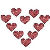 YPS Disposable Nipple Cover, Adhesive Sexy Breast Petals Stick on Bra Pad - Multi Colors Pasties (5 Pairs Heart Glitter-Red)
