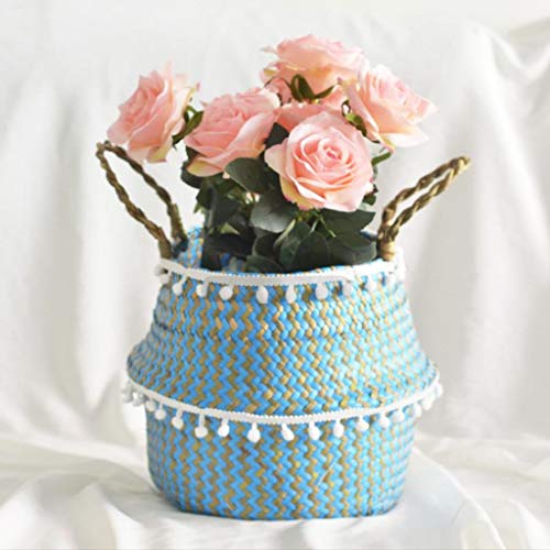 Flower Basket , LtrottedJ Seagrass Wicker Basket Flower Pot Folding Basket Dirty Basket Storage Decoration (B)