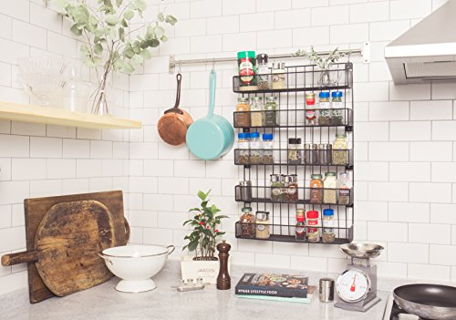 JackCubeDesign Wall Mount Spice Rack 5 tier Kitchen Countertop Worktop Display Organizer Spice Bottles Holder Stand Shelves(17.6 x 4.1 x 26.7 inches) – :MK419A