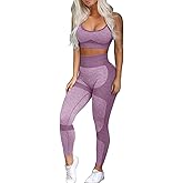 OLCHEE Women’s Workout Sets 2 Piece - Seamless Yoga Leggings and Cross-Strap Sports Bra Gym Outfits Activewear Matching Set