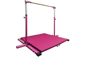 GLANT Gymnastic Kip Bar,Horizontal Bar for Kids Girls Junior,3' to 5' Adjustable Height,Home Gym Equipment,Ideal for Indoor and Home Training,1-4 Levels,300lbs Weight Capacity