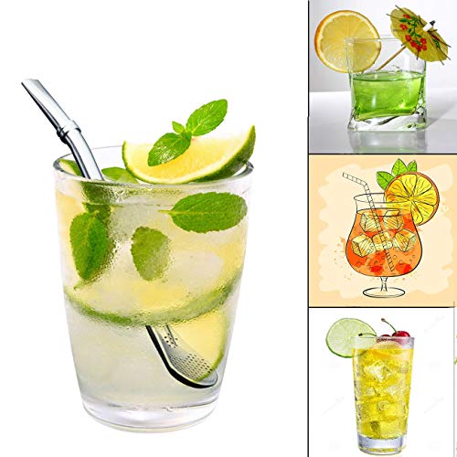 image for JETKONG 6-Inch Stainless Steel Straws Spoon Stirrer Reusable Drinking 