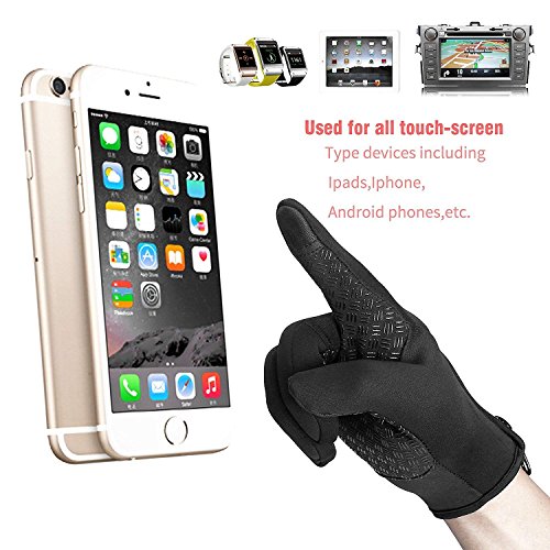 Waterproof Touch-Screen Gloves,with Full-Finger Design,for Outdoor Sports Climbing Dress Driving Cycling (Black, M)