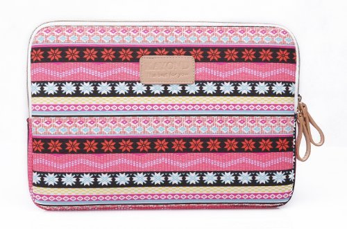 Kayond Red Snowflake Style Canvas Fabric 10-10.1 Inch for Laptop / Notebook Computer / Ipad 1-5 / Ipad Air Sleeve Case Bag Cover, Ice Cream (10-10.1 Inches, Red Snowflake)