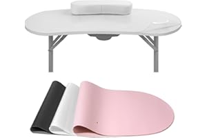Quaferen Clear PVC Table Cover Protector for Nail Desk, Foldable Manicure Protective Mat for Tech Salon, Professional Desk Pads, Waterproof (35.4 x 14.6 Inch)