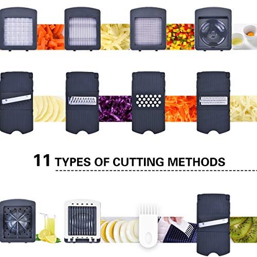 Vegetable Chopper, Ommani Onion Chopper 12 in 1 of Less Vapor, Professional 420 Detachable Blades Vegetable Slicer Cutter, 1.5 Liters Large Container/Finger Guard/Brush, Easy to Clean, BPA Free