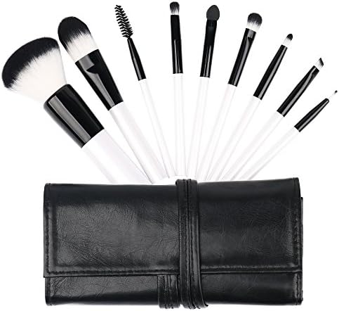 Makeup Brushes - Mini Premium Cosmetic Brush Set Foundation Blending Blush Eyeliner Face Powder Brush Kit with Travel Case (9 Pcs, Clean White)