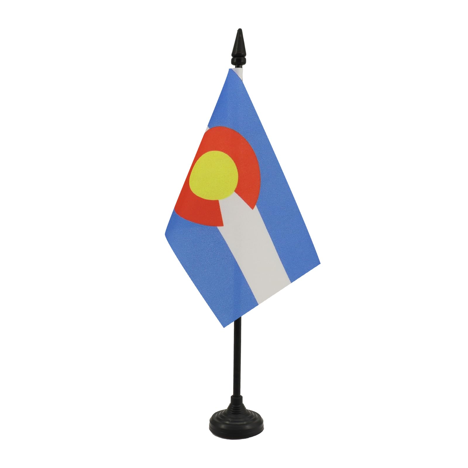 AZ FLAG - Colorado Table Flag 4'' x 6'' - US state of Colorado Office Mini Banner 100% Polyester 15 x 10 cm - Mini Desk Flag with 10'' Pole and Black Plastic Base
