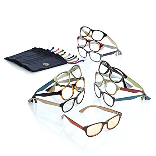 JOY MANGANO 20-PIECE READING GLASSES COUTURE SHADES READERS WITH SMART LENSES AND DESIGNER FRAMES +0.00