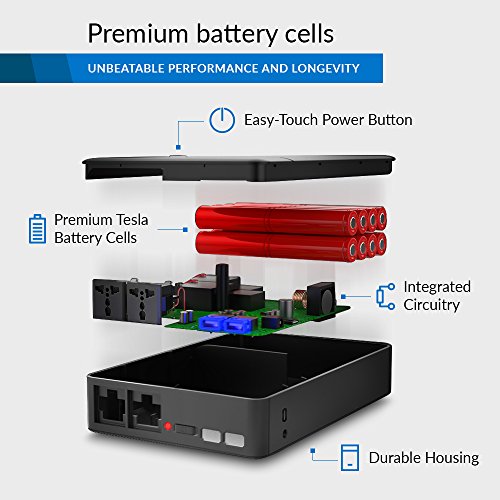Portable AC Outlet Battery Pack by ChargeTech - 42000mAh 250W / 110V [6-16 Extra Hours for Most Laptops] - External Power Bank Charger for MacBooks, Laptops, Cameras, Camping, CPAP Machines [Black] - Thumbnail 6