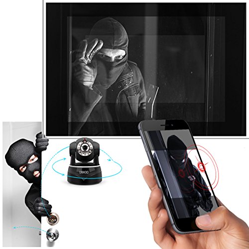 Wireless Camera, WiFi IP Security Camera Surveillance Camera Built-in SD card Slot, Pan-Tilt/2-Way Audio/Night-Vision/Email Alert for Baby Video Monitor Nanny Cam IP Webcam (Black)