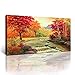 Modern Canvas Painting Wall Art Fall Style Autumn Red Trees Forest Mountain Waterfall Stream Water Picture Canvas Print for Living Room and Home Decor Office Gifts Artwork Ready to Hang 20
