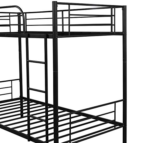 Merax Twin Over Twin Metal Bunk Bed with Removable Ladder for Kids/Teens/Children/Adults, Black