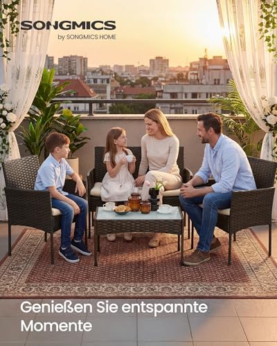 Balkonmöbel, Gartenmöbel-Set, aus PE-Polyrattan, Lounge-Set, Terrassenmöbel, Outdoor, für Terrasse, Balkon, Garten, braun-Taupe GGF004K05