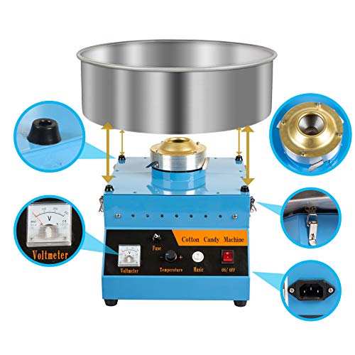 AJO Electric Commercial Quality Cotton Candy Machine and Candy Floss Maker (Blue)