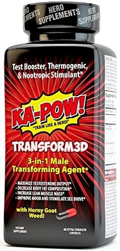 KA-POW! TRANSFORM3D - 3-IN-1 Fat Burner, Test Booster, Nootropic Stimulant - This is the ultimate male game changer for fat loss, muscle gain, and feeling in your PRIME 30 DAY SUPPLY(Clear Capsules)