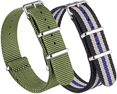 NATO Watch Bands Strap Canvas Fabric Nylon Watch Straps with Stainless Steel Buckle,Adebena Ballistic Replacement Watch Bands Width 20mm 22mm