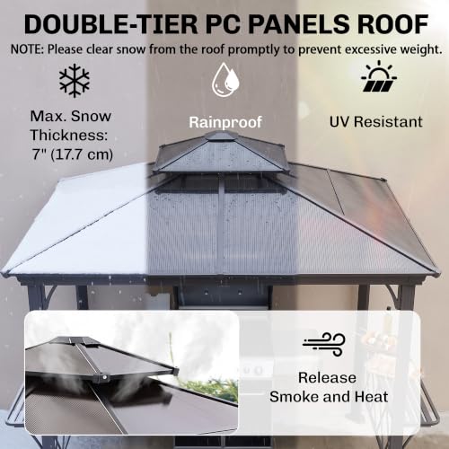 Outsunny 9x5 ft Hardtop Grill Gazebo with Polycarbonate Roof UV Protection image 17