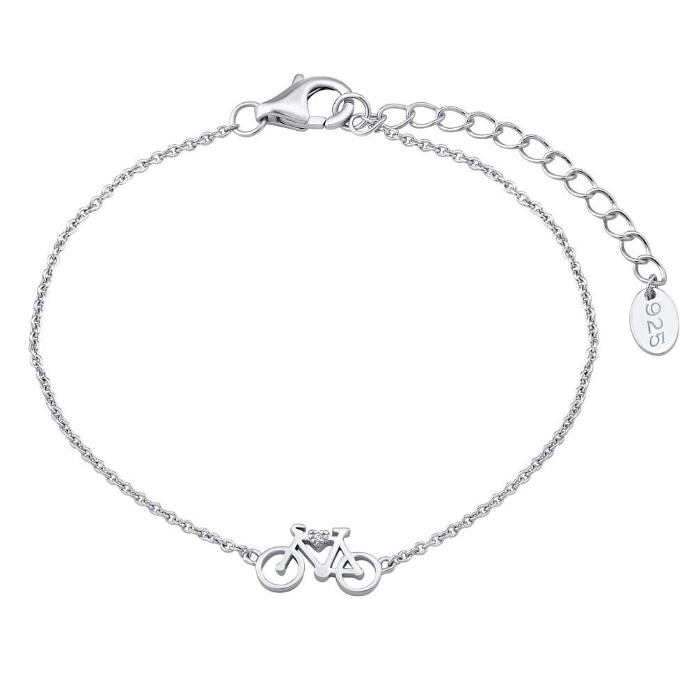 SILVEGO Women 925 Sterling Silver Bracelet Bicycle