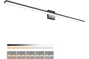 Ralbay 5 Color Temperature Dimmable Mdoern Black Vanity Light for Bathroom Lighting 48inch 36W Acrylic LED Modern Black Bathroom Wall Lighting Fixtures Over Mirror