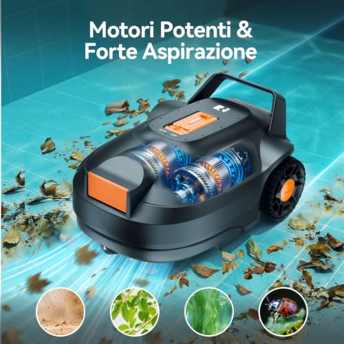 Redkey S200 Wireless Swimming Pool Robots, 180 Min Autonomy, Double Motors, Double Suction, Automatic Parking, Robot Pools Above Ground Flat Bottom Up to 100 m²