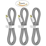 VOJO (3 Pack) 4ft Micro USB Cable [Grey], Tangle-Free High Speed USB 2.0 Male A to B Sync & Charging Cord for Android, Cameras and More