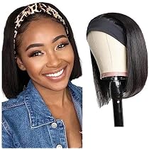 Sungirl Straight Bob Headband Wig Human Hair Wigs for Black Women ...