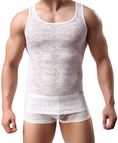 Winday men s sexy underwear t-shirt short sleeve mesh top undersh…