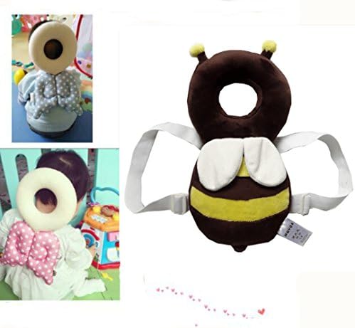 Baby Toddlers Head Protector, Kerocy Baby Adjustable Head Shoulder Safety Pad with Flexible Strap for Baby Walking Safety (Brown Bee)