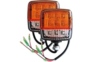 TAREOM LED Forklift Lights 2 x 12V/24V Front Tractor Turn Signal Motorcycle Direction Indicators (Amber/White)