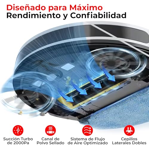 OSOJI Robot Aspiradora y Trapeador 3 en 1 - Aspirador Robótico - Dojo Duo 990 - Conexión WiFi, Filtro HEPA, Poderoso Sistema de Succión, Ultrasilenciosa
