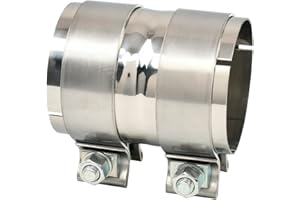 FGJQEFG Polished Stainless Steel 3" ID to 3" ID Exhaust Adapter With Clamps,ID 3 Inch Exhaust Reducer Connector Pipe/W Clamps, 4'' Length Exhaust Coupler,Universal Fitment