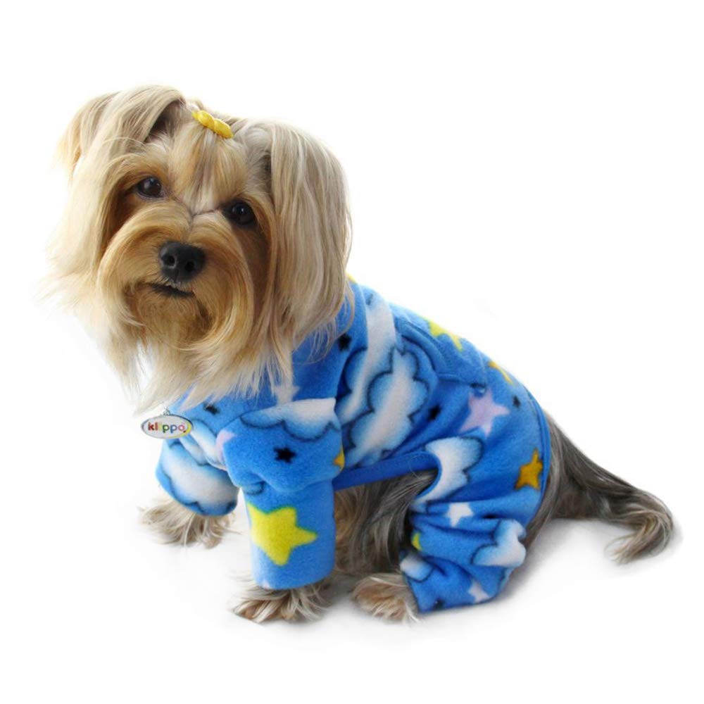 Klippo Dog/Puppy Stars and Clouds Fleece Turtleneck Pajamas/Bodysuit/Loungewear/Coverall/Jumper/Romper for Small Breeds (X-Large)
