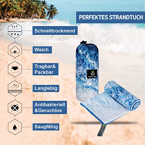 4Monster Mikrofaser Strandtuch Ultra Leicht, Sandabweisendes Handtuch Schnelltrocknend, Saugfähiges Sporthandtuch für… – Bild 3