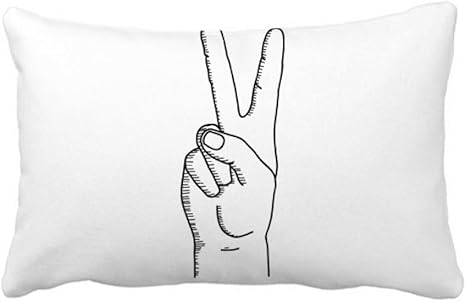 Amazon Co Jp 勝利のジェスチャー線描画パターン 腰枕の挿入のクッション カバー 装飾家のソファのギフトを投げる ホーム キッチン