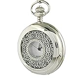 Youyoupifa Fashion Silver Pattern Carving Hollow Big Pocket Watch