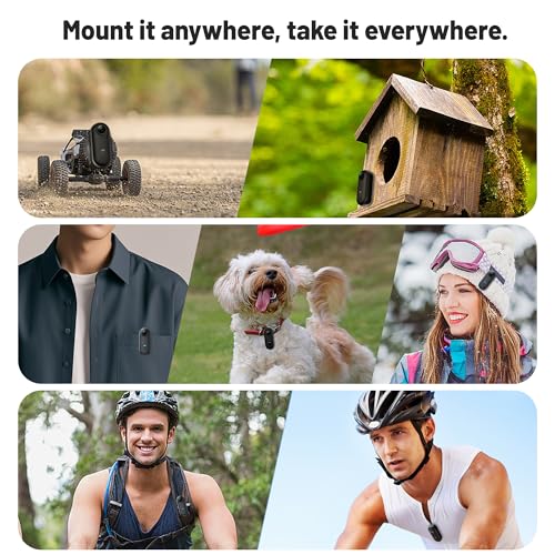 Meoilkolnm Mini Wearable Body Worn Action Camera, FHD 1080P, Thumb Size, Hands Free Recording with Premium Portable Camcorder Mount Anywhere for Security, Work, Guard, Travel, 128GB, Black