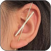 Hanfluenve Hook Earrings for Women Ear Crawler Earring Boho Ear Cuffs & Wrap Earrings Helix Hook Earring Silver Tone Helix Earrings Earring Trendy Jewelry