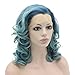 Mxangel Medium Long Ombre Blue Lace Front Two Tone Cosplay Wigs