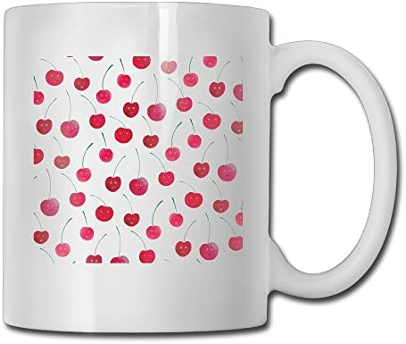 ZiXia Cherries! Classic Home White Double-Sided Printed Coffee Mug 11 Oz
